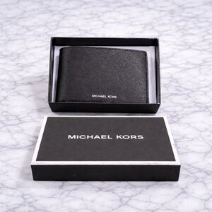 Michael Kors Andy Black Leather Bifold Wallet NWT MSRP $98